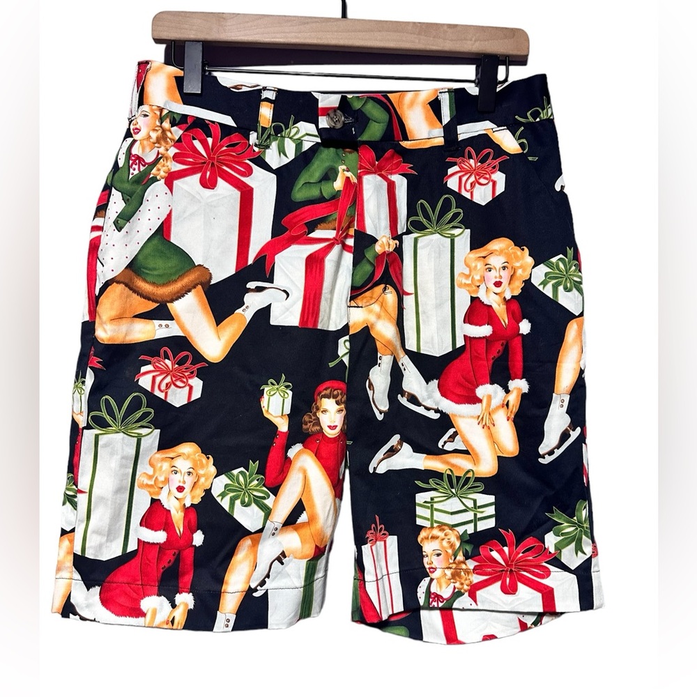 Loudmouth Golf Pin-Up Girl Christmas Shorts Size 30 Flawless Condition - Picture 2 of 15